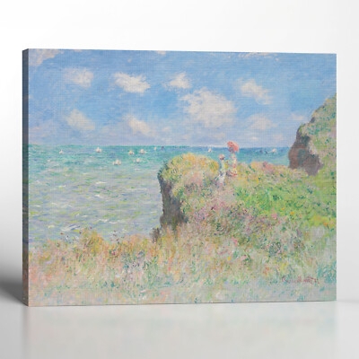 Wall Art Gallery Wrapped Canvas Impressionist Pastel Seascape Cliff