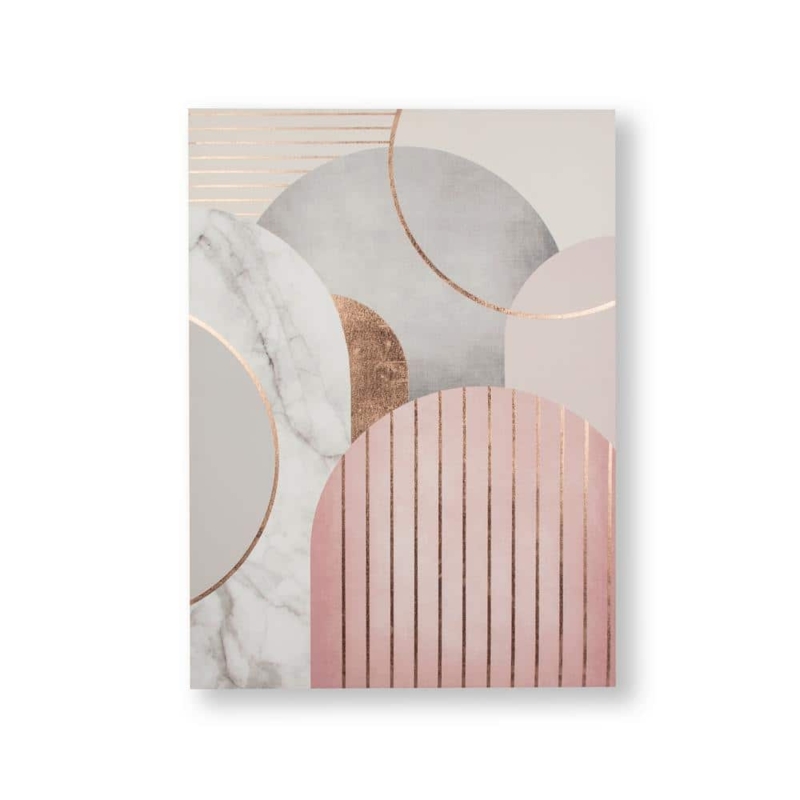 Wall Art Geometric Art Deco Rose Gold Metallic Lines, Marble And Rose Gold Art