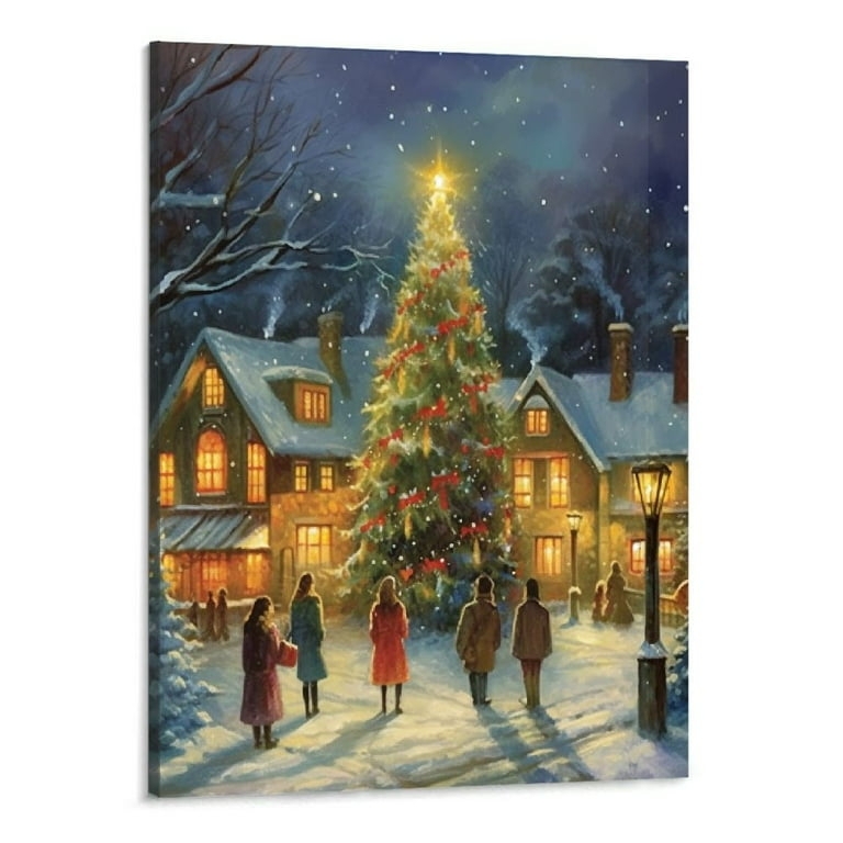 Wall Art, Glowing Christmas Tree Subject, Painterly, Glowing Tree