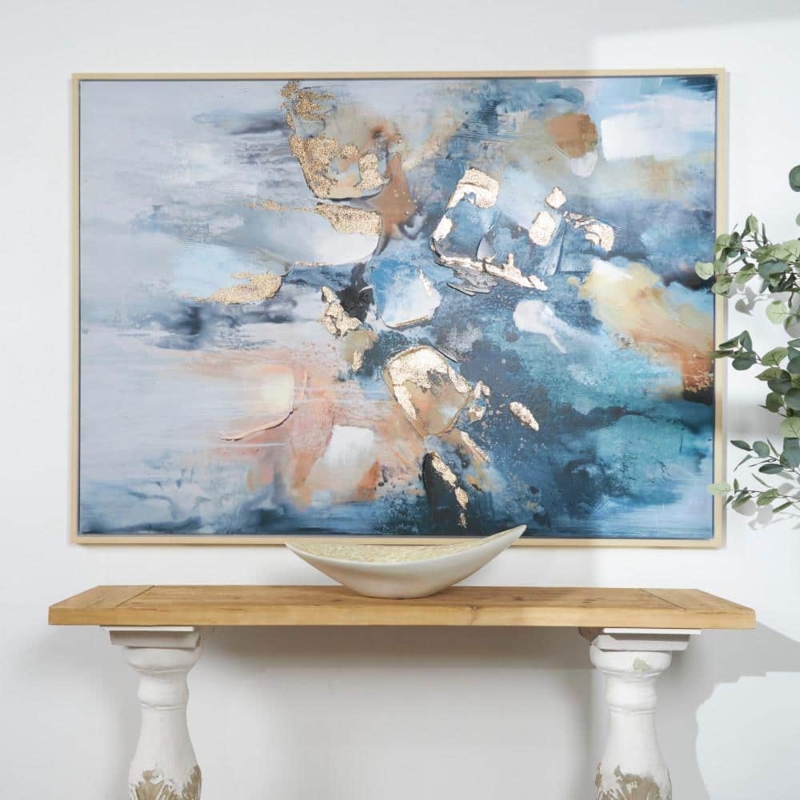 Wall Art Gold Foil Accents Watercolor Blotches Large Scale Horizontal