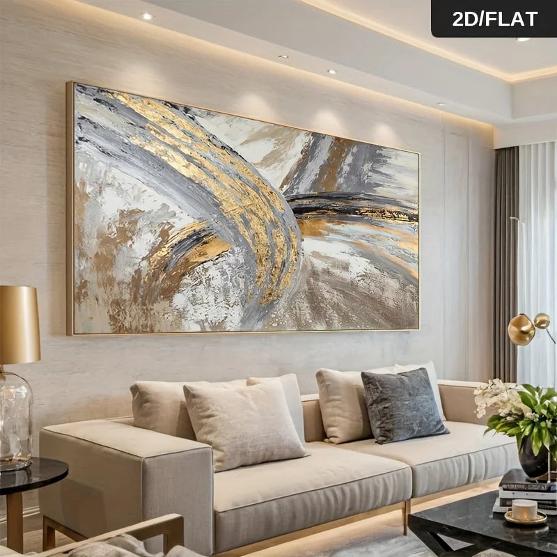 Wall Art Gold Leaf Accents Oversized Horizontal Canvas Modern Glam