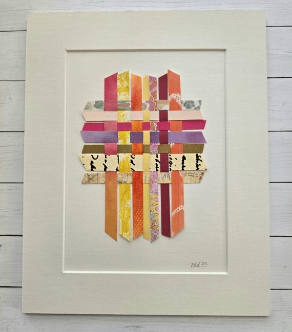 Wall Art: Handmade Woven Paper Strips with Vibrant Palette