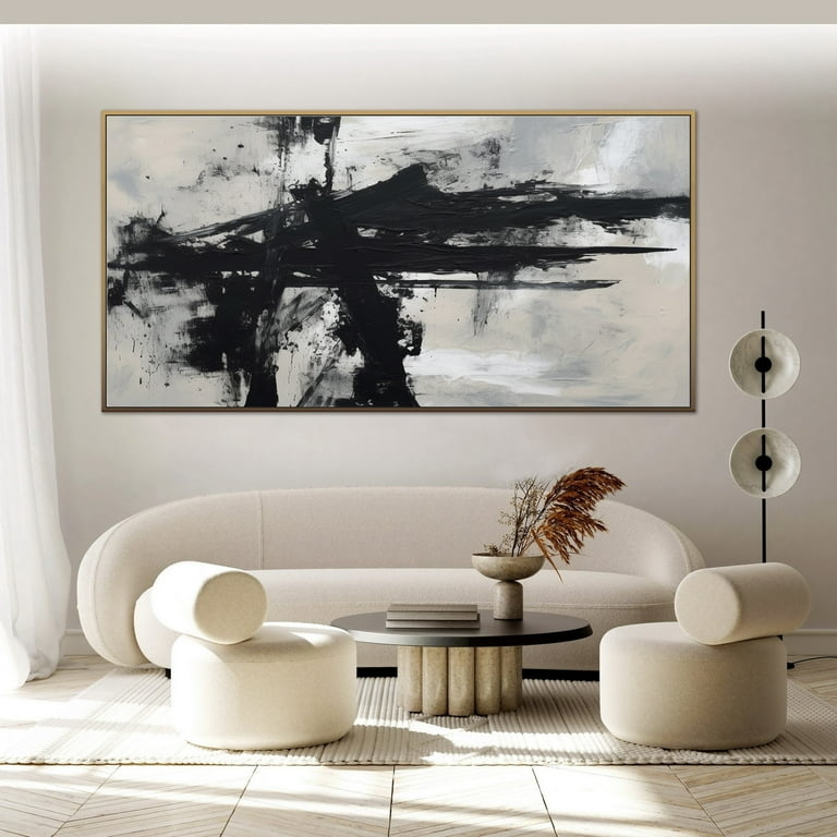 Wall Art High Contrast Abstract with Curved Sofa & Boucle Texture