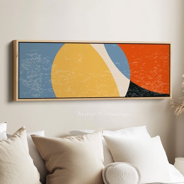 Wall Art: Horizontal Abstract Bedroom Wall Art with Distressed Texture