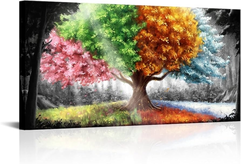 Wall Art Horizontal Orientation Monochrome Background Vibrant Tree Canvas