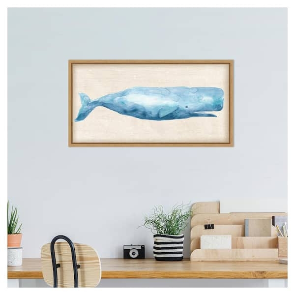 Wall Art: Horizontal Watercolor Whale Canvas Print Coastal Rustic Frame