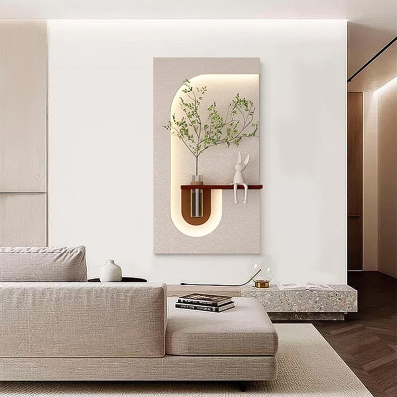 Wall Art Illuminated Backlit Sandstone Texture Arch Shelf Japandi