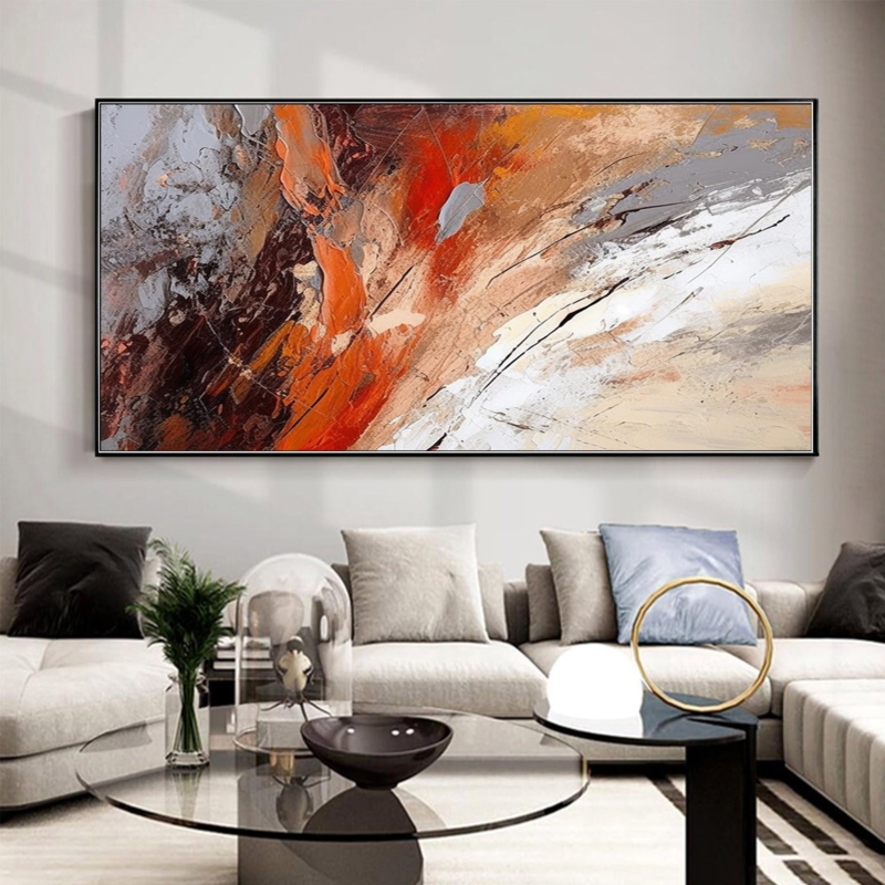 Wall Art Impasto Palette Knife Strokes in Red and Orange