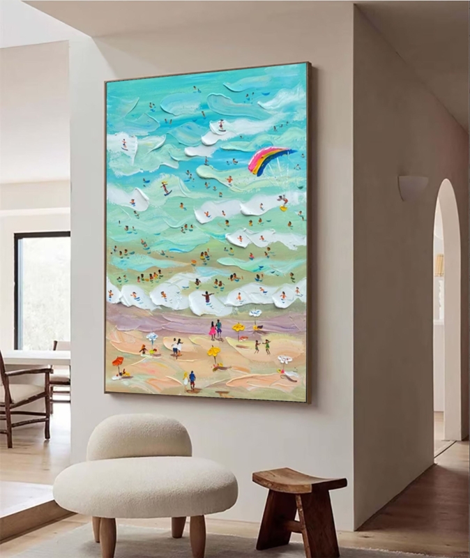 Wall Art Impasto Texture Large Scale Beach Scene Painting
