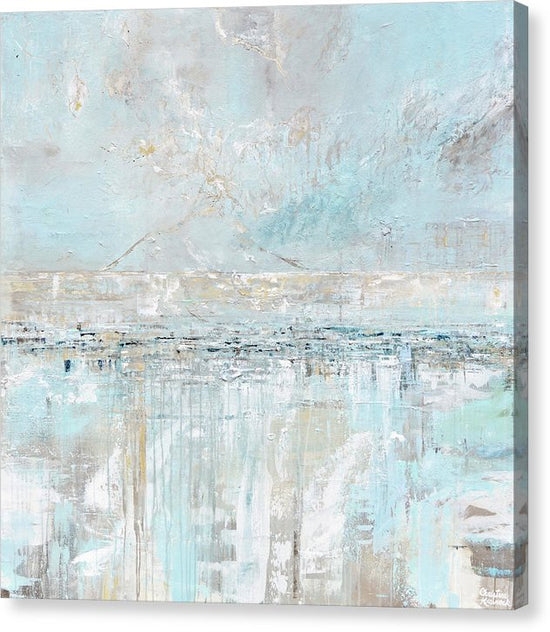 Wall Art Impasto Texture Vertical Drips Gallery Wrapped Coastal