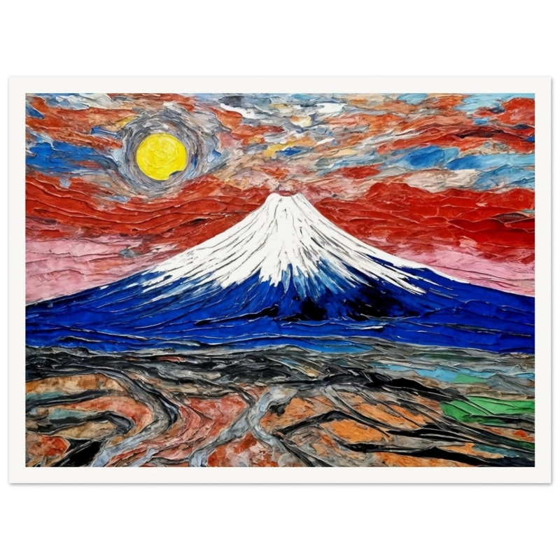 Wall Art Impasto Texture Vibrant Mount Fuji Impressionist Dramatic