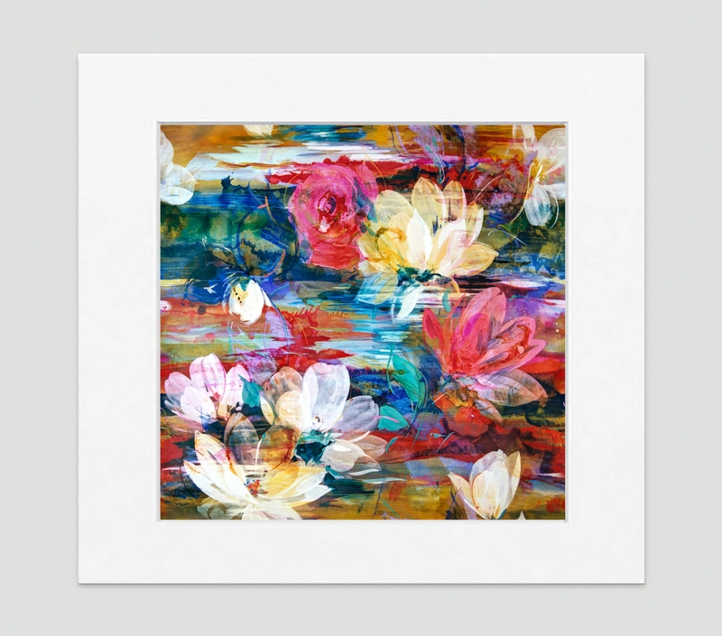 Wall Art Impressionist Expressive Brushwork Jewel Toned Thick Mat
