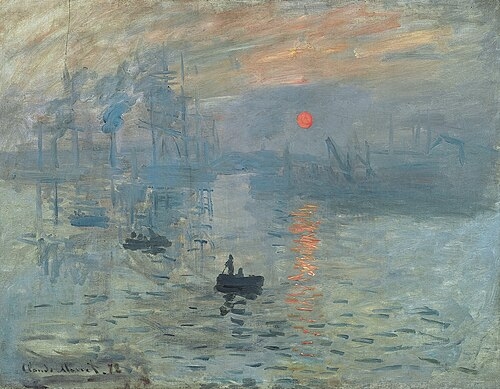 Wall Art Impressionist Sunrise Orange Sun Reflection Misty Harbor