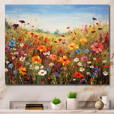 Wall Art Impressionistic Style Multicolored Floral Meadow