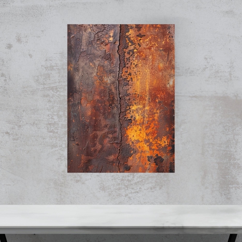 Wall Art: Industrial Abstract Vertical Canvas Decor with Weathered Surface