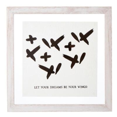 Wall Art: Inspirational Quote Print with Whitewashed Distressed Frame