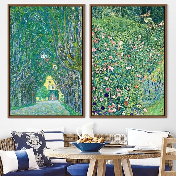 Wall Art Klimt Style Botanical Theme Two-Piece Set Framed Prints