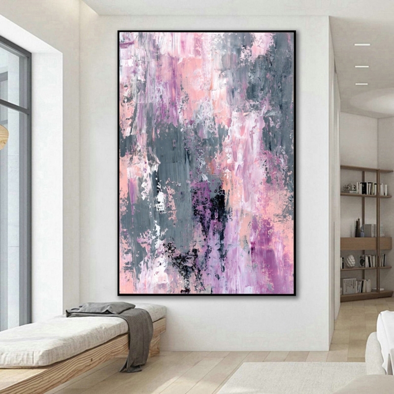 Wall Art Large Framed Abstract Palette Knife Texture, Vibrant Expressionist Decor