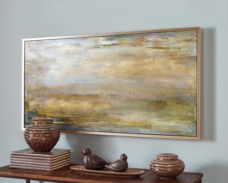 Wall Art Large Horizontal Abstract Textured Gold Blue Painting