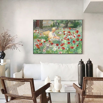 Wall Art: Large Impressionist Floral Canvas in Modern Organic Style