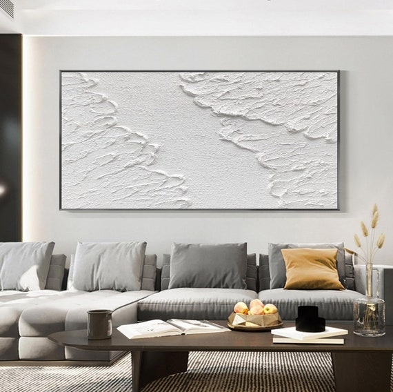 Wall Art: Large Scale 3D Impasto Texture, Monochromatic, Sculptural Living Room