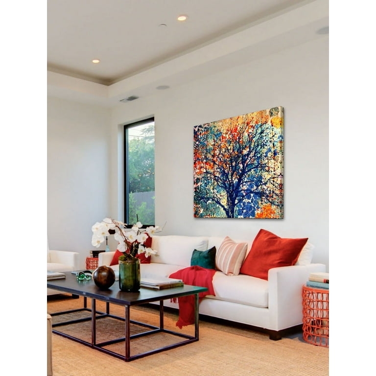Wall Art Large Scale Colorful Tree Canvas Vibrant Fall