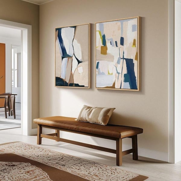 Wall Art Large Scale Diptych Arrangement Wood Frames Contemporary Decor