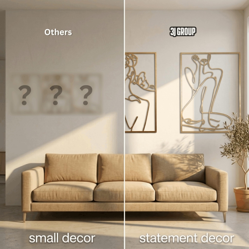 Wall Art: Large Scale Gold Metal Line Silhouette for Living Room