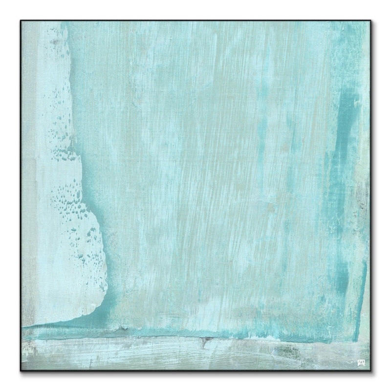 Wall Art Layered Paint Aqua Palette Distressed Texture Framed Square