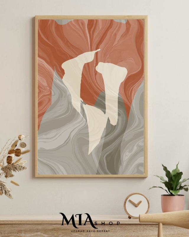 Wall Art Marble Swirl Print Framed Abstract Fluid Pattern Organic