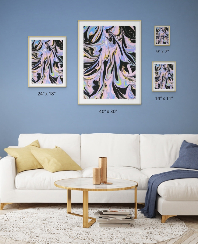 Wall Art Marbled Painting Print Contemporary Glam Gold Metal Frame