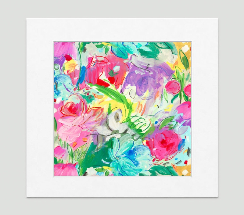 Wall Art Matted Presentation Impressionist Gestural Strokes Floral