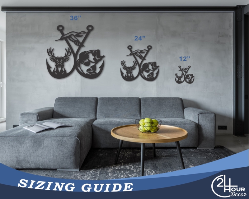 Wall Art Metal Silhouette Hunting Motif Sizing Guide Rustic