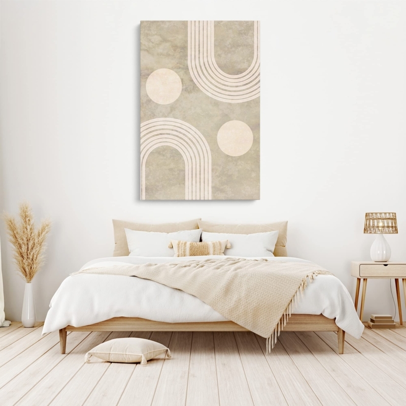 Wall Art Minimalist Geometric Arch Canvas Mottled Beige