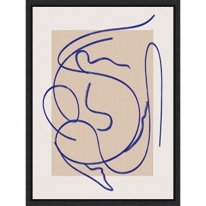 Wall Art: Minimalist Navy Blue Line Art Print with Layered Neutral Tones