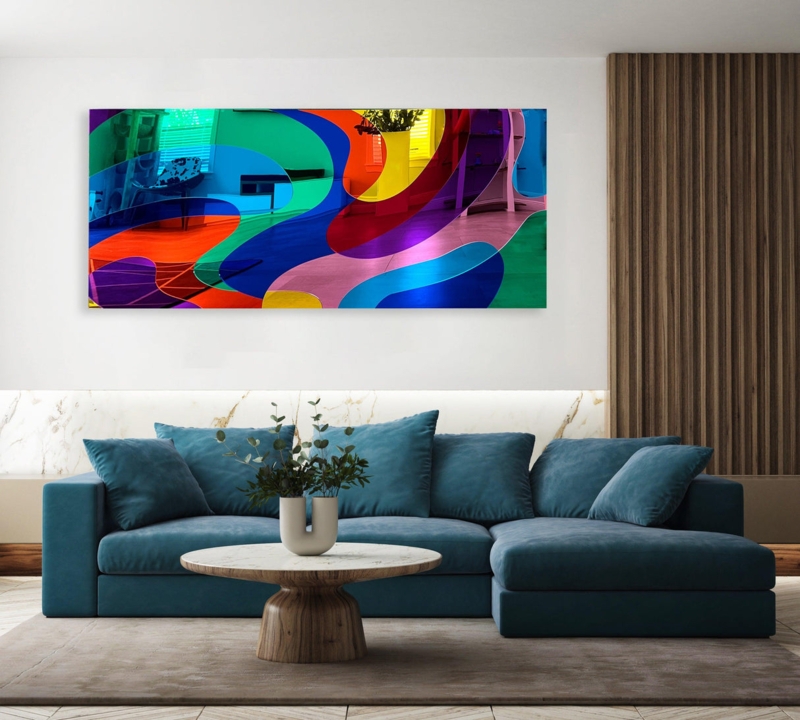 Wall Art Mirrored Acrylic Decor Oversized Abstract Multicolor