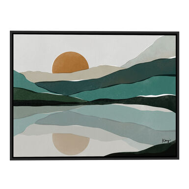Wall Art Mirrored Reflection Terracotta Sun Layered Hills Abstract Landscape