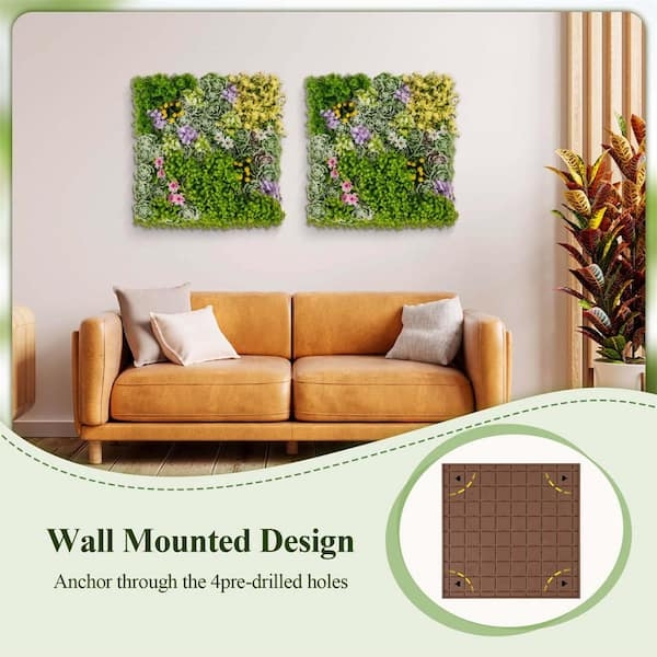 Wall Art Mixed Faux Foliage Greenery Panels Set Of 2
