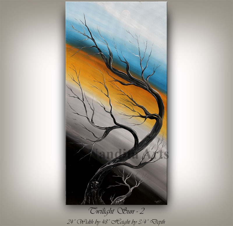 Wall Art: Modern Abstract Tree with Diagonal Gradient
