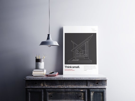 Wall Art: Monochromatic Typographic Poster with Architectural Schematic
