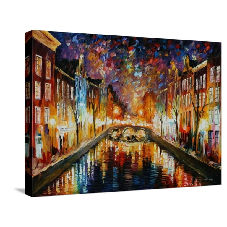 Wall Art Mosaic Sky Palette Knife Style Impressionist Amsterdam Canal