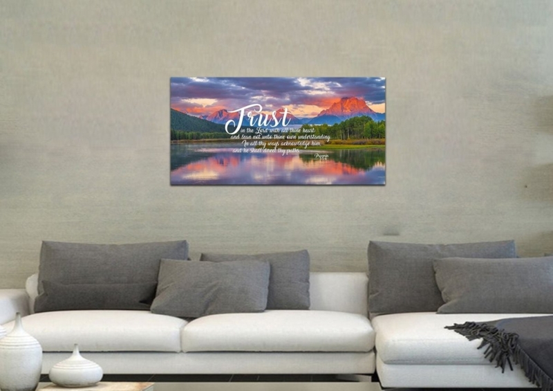 Wall Art: Mountain Landscape Canvas with Script Typography