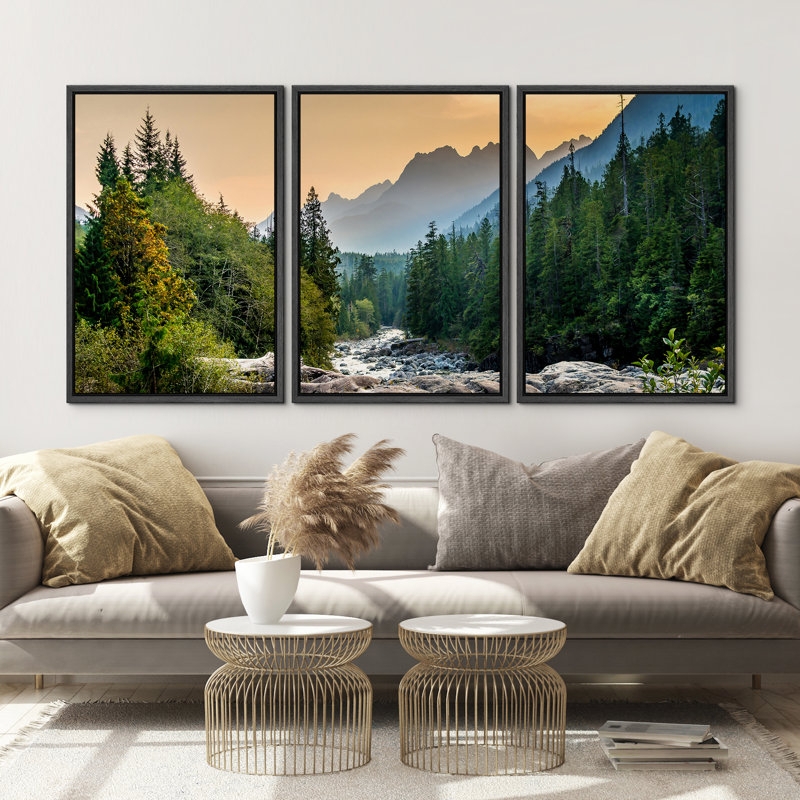 Wall Art Mountain Scenery Triptych Landscape Photography Framed