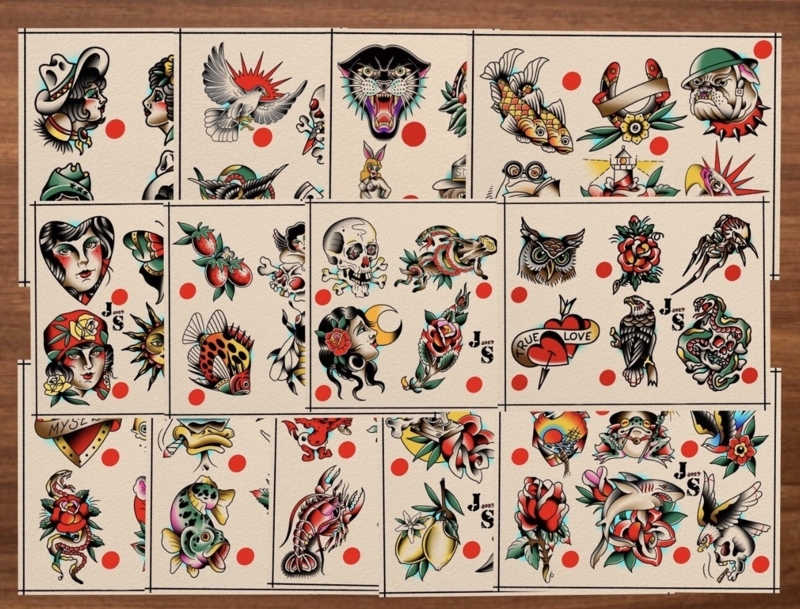 Wall Art Multi Piece Set American Traditional Tattoo Flash Collection