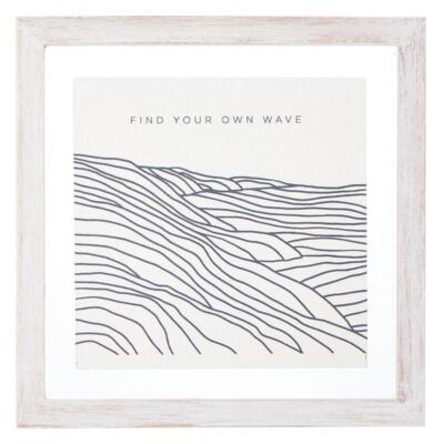 Wall Art: Nautical Line Drawing Print Typography Whitewashed Frame