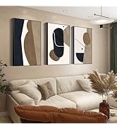 Wall Art Navy Beige Contrast Organic Shapes Minimalist Living Room Decor