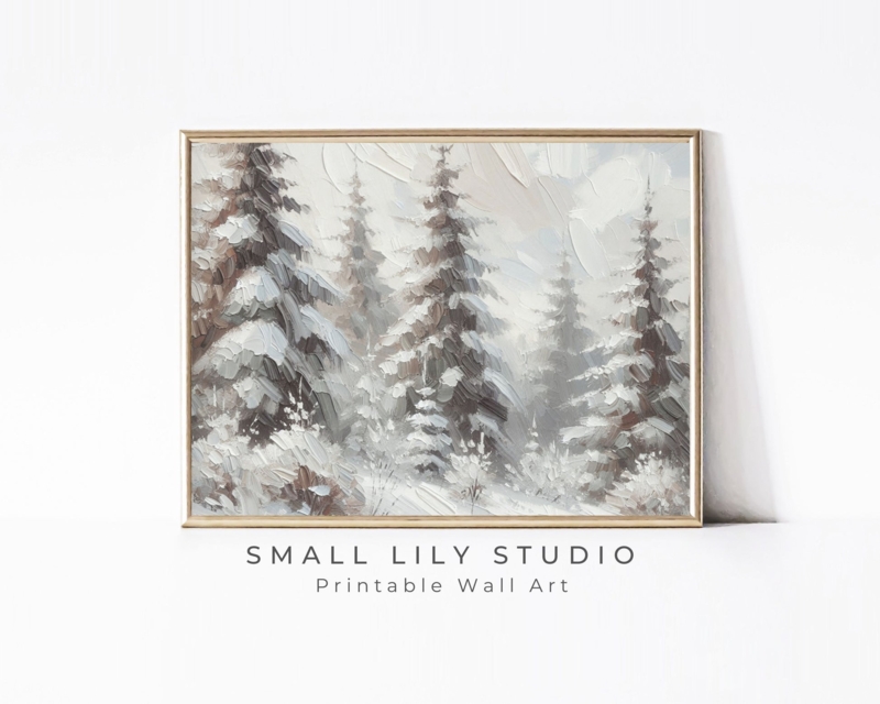 Wall Art: Neutral Textured Landscape Painting, Impasto Texture, Gold Toned Frame