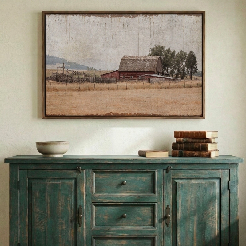 Wall Art Nostalgic Rural Landscape Photo Rustic Barn Photography