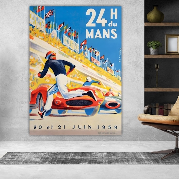Wall Art Oversized 1959 Racing Poster Primary Colors Concrete