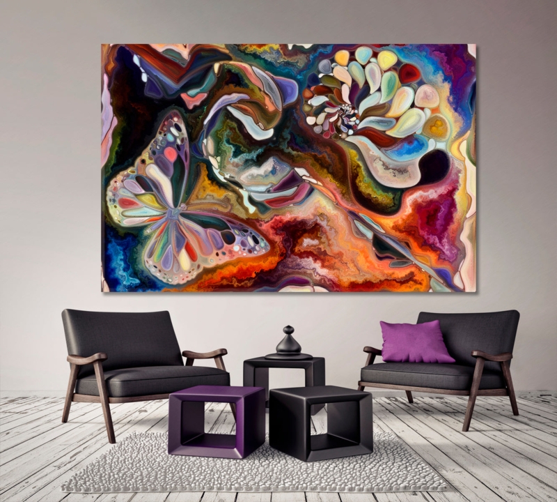 Wall Art: Oversized Abstract Butterfly Canvas Painting